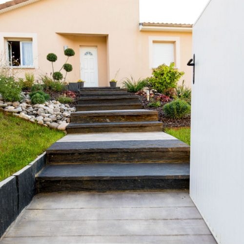 Escalier en béton imprimé et schiste